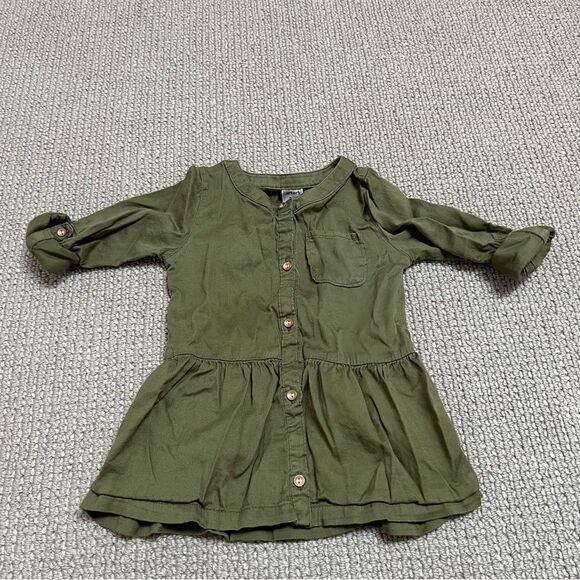 🍭6/$30 Carter’s army green long sleeve lightweight button down dress - 24 m - Picture 1 of 4